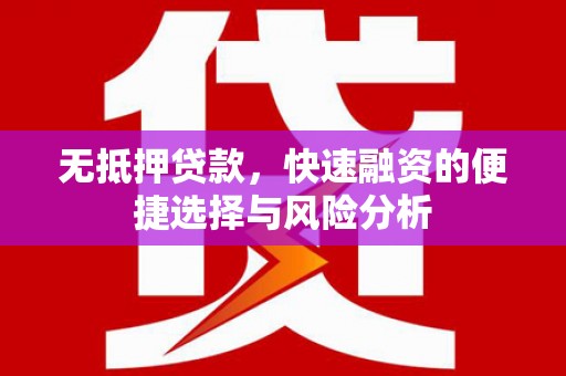 陆川无抵押贷款，快速融资的便捷选择与风险分析